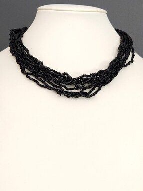 Multi strand black seed bead necklace